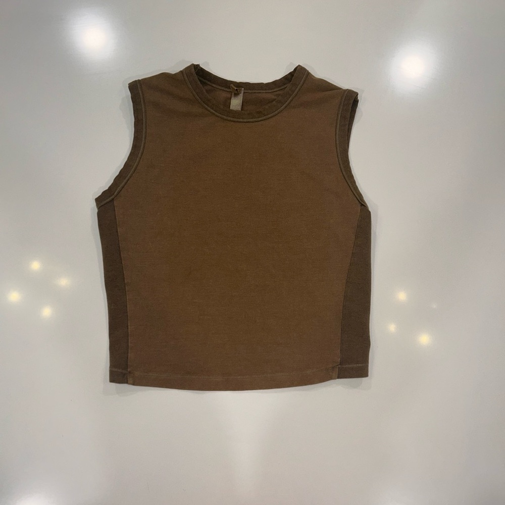 SKIMS Brown Green Sleeveless Crop Top Size XL